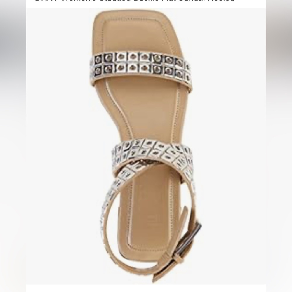 DKNY Women's Studded Buckle Sandal - Tan and Silver